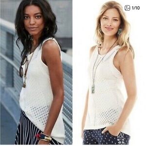 NWT CAbi # 5136 White Tennis Knit Tank Top